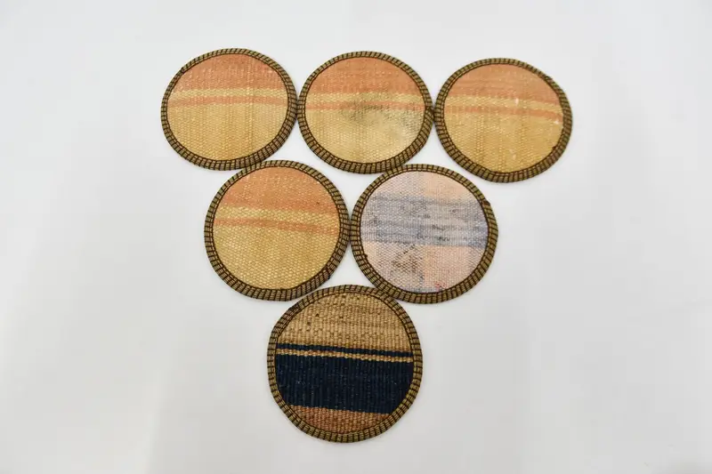 Böhmischer runder Untersetzer, orange und brauner Stammes-Untersetzer