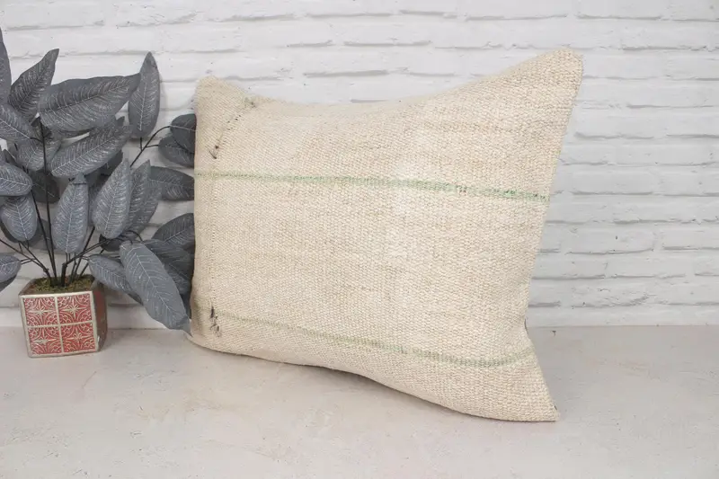 Throw Kilim Pillow, Pillow, Vintage Kilim Throw Pillow, Home Decor Pillow, 20x28 Beige Cushion Case, Morroccon Kilim Cushion Pillow Sham - 4
