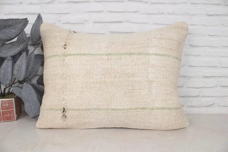 Throw Kilim Pillow, Pillow, Vintage Kilim Throw Pillow, Home Decor Pillow, 20x28 Beige Cushion Case, Morroccon Kilim Cushion Pillow Sham - 1