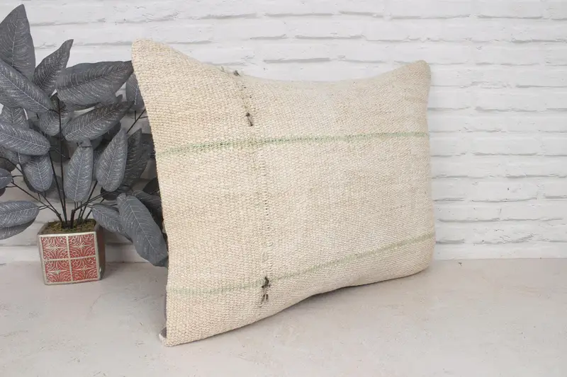Throw Kilim Pillow, Pillow, Vintage Kilim Throw Pillow, Home Decor Pillow, 20x28 Beige Cushion Case, Morroccon Kilim Cushion Pillow Sham - 3