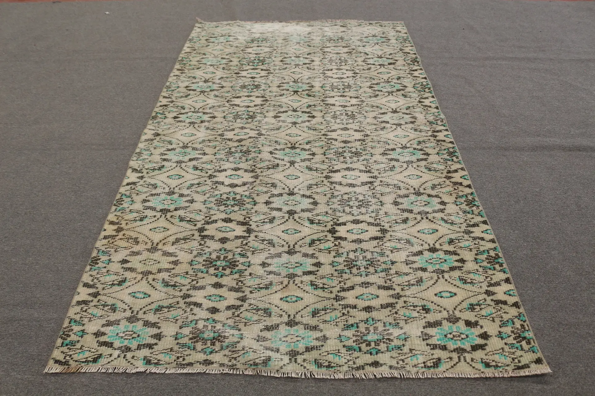 4,8x8,5 ft Teppich, türkischer Vintage Teppich, blaugrauer orientalischer Wollteppich - 1