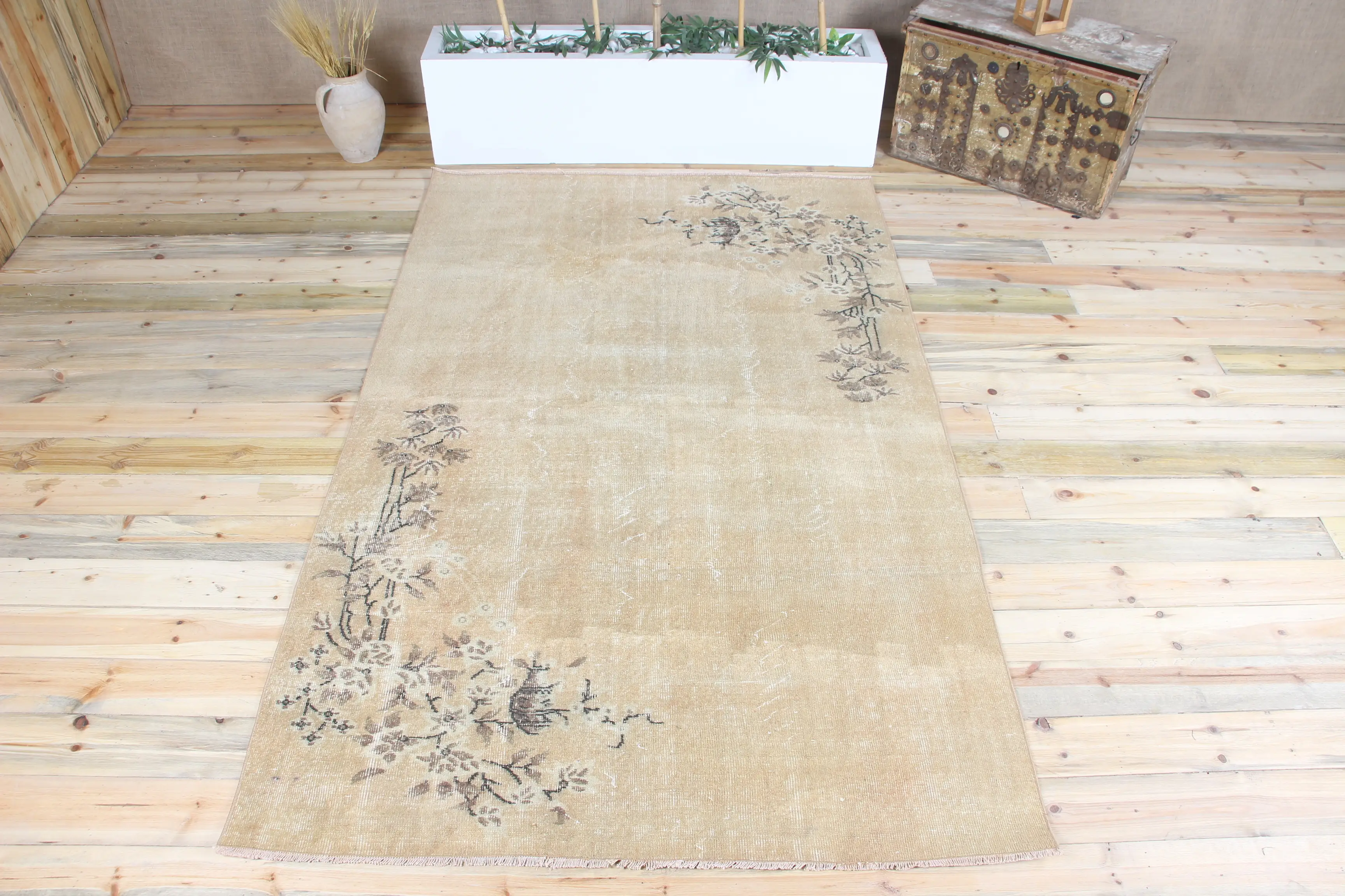 5,1x8,3 ft Teppich, großer türkischer Vintage-Teppich, brauner Oushak-Teppich - 1