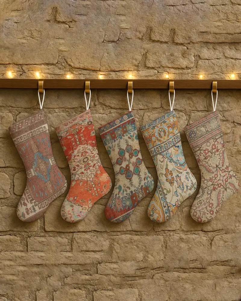 Media de adornos navideños de algodón, media navideña de 30 pulgadas de ancho