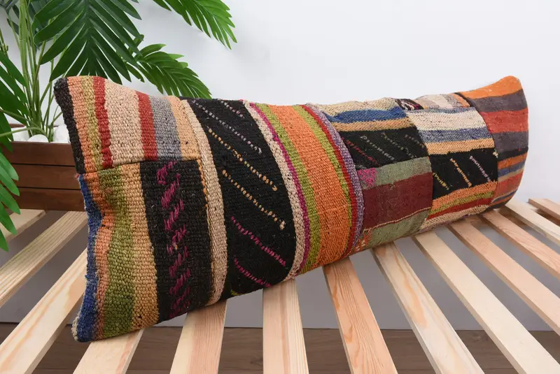 12x36 Orange Pillow Case, Vintage Kilim Pillow, Oriental Pillow Cover, Kilim Cushion Sham, Pillow Cover, Vintage Pillow - 4
