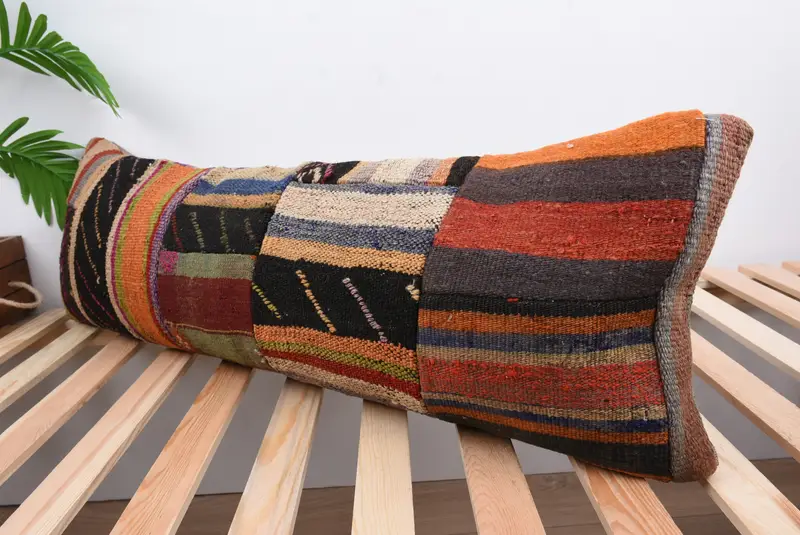 12x36 Orange Pillow Case, Vintage Kilim Pillow, Oriental Pillow Cover, Kilim Cushion Sham, Pillow Cover, Vintage Pillow - 5