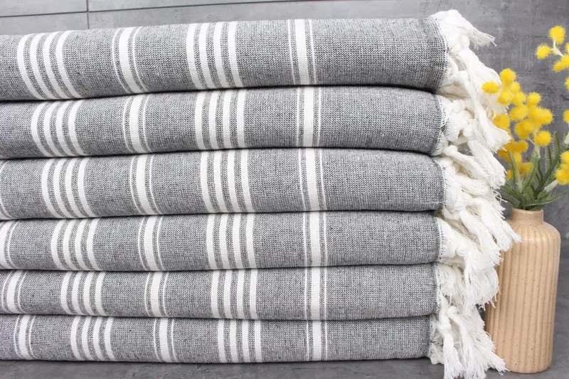 Wholesale Turkish Towels, Black and Beige, 40x71 Inches