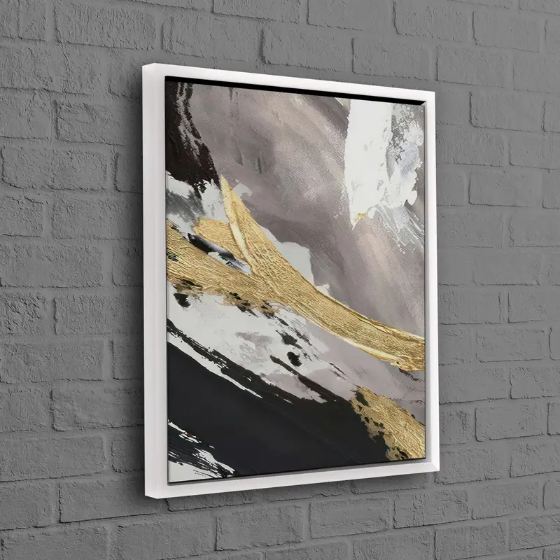 Elegant Luxury Marble Printed Canvas - Gold, Black, Gray Shimmer