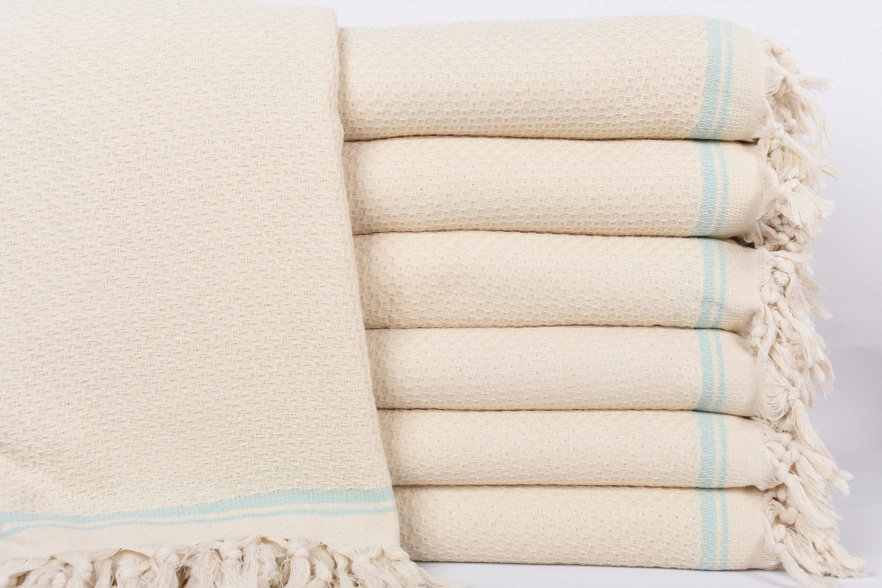 Bridal Shower Personalized Mint Striped Organic Cotton Blanket, 93x91 Inches - 1