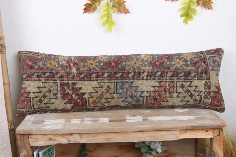Gift Pillow, Turkish Pillow, Outdoor Patio Cushion Cover, 12x36 Red Cushion Case, Floor Cushion, Pillow Sham, Knitted Pillow Sham, Pillow for Sofa - 2
