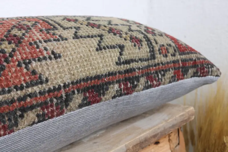 Gift Pillow, Turkish Pillow, Outdoor Patio Cushion Cover, 12x36 Red Cushion Case, Floor Cushion, Pillow Sham, Knitted Pillow Sham, Pillow for Sofa - 6