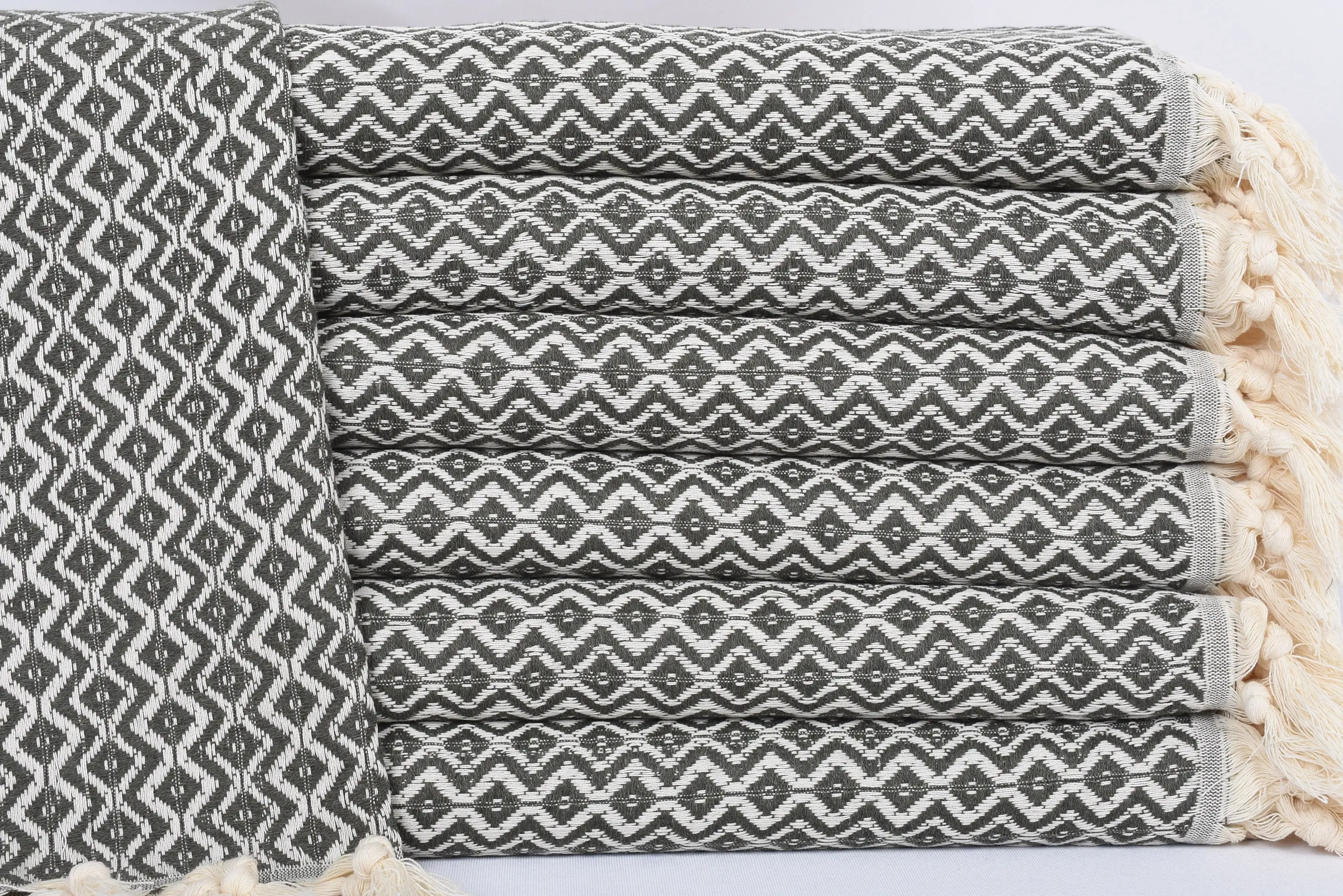 Personalized Dish Towel Organic Cotton Khaki Green Diamond, 36x18 Inches - 1