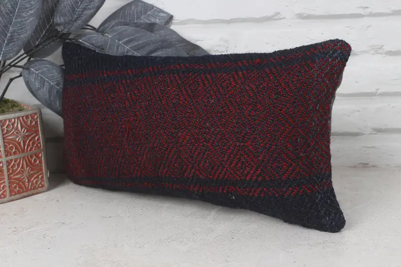 Antique Pillows, Colorful Cushion Cover, Toss Pillow, 8x16 Red Cushion Cover, Boho Pillow, Pillow, Handmade Kilim Cushion, Bolster Pillow Cover - 3