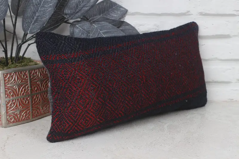 Antique Pillows, Colorful Cushion Cover, Toss Pillow, 8x16 Red Cushion Cover, Boho Pillow, Pillow, Handmade Kilim Cushion, Bolster Pillow Cover - 4