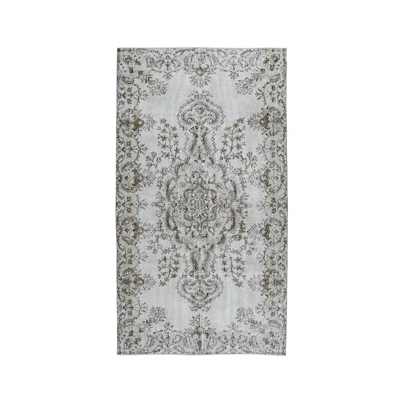 Turkish Vintage Rug, 5x9.1 ft Oushak Rug, Gray Brown Floral Rug - 1