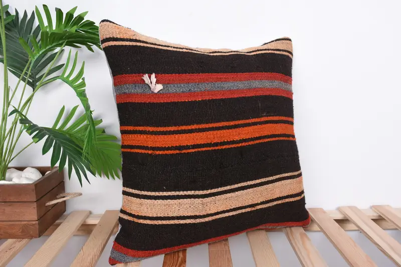 Tapestry Pillow Sham, 20x20 Brown Pillow Case, Accent Cushion, Turkish Pillow, Vintage Pillow, Pillow Cover, Chair Cushion Cover, Home Decor Pillow - 4