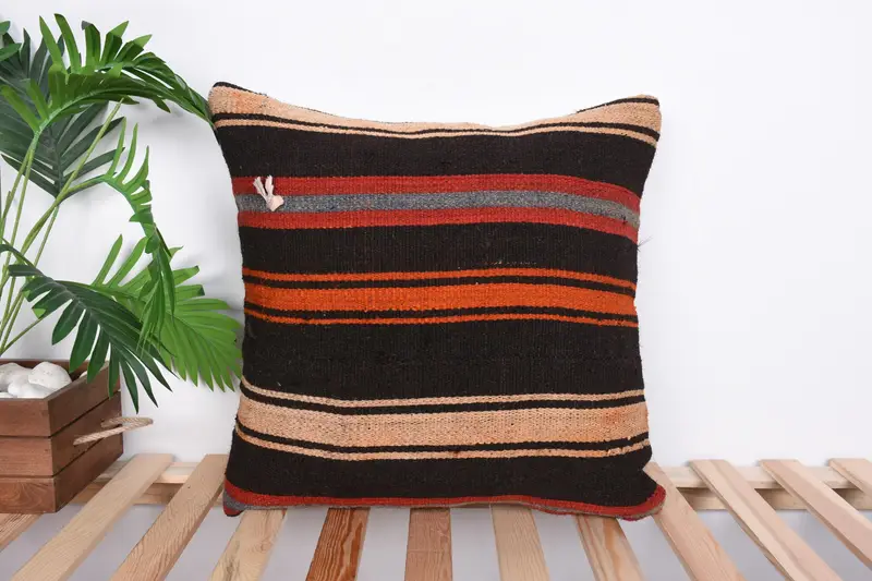 Tapestry Pillow Sham, 20x20 Brown Pillow Case, Accent Cushion, Turkish Pillow, Vintage Pillow, Pillow Cover, Chair Cushion Cover, Home Decor Pillow - 1