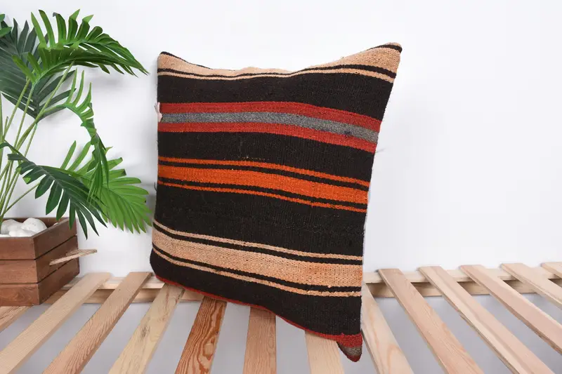 Tapestry Pillow Sham, 20x20 Brown Pillow Case, Accent Cushion, Turkish Pillow, Vintage Pillow, Pillow Cover, Chair Cushion Cover, Home Decor Pillow - 5