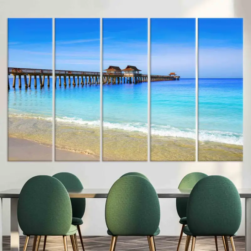 Naples Pier, Coastal Wall Art, Tropical Wall Decor,  Florida Wall Art, USA Poster, Florida Landscape Print, Blue Wall Art, Sea Wall Decor, - 4