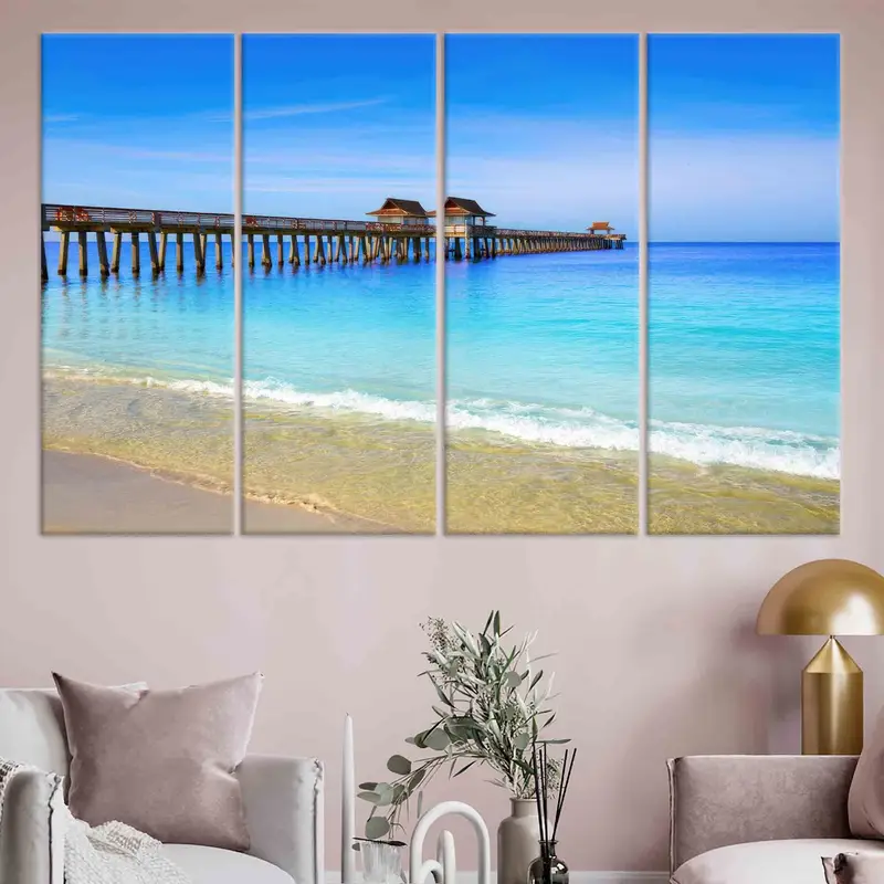 Naples Pier, Coastal Wall Art, Tropical Wall Decor,  Florida Wall Art, USA Poster, Florida Landscape Print, Blue Wall Art, Sea Wall Decor, - 3
