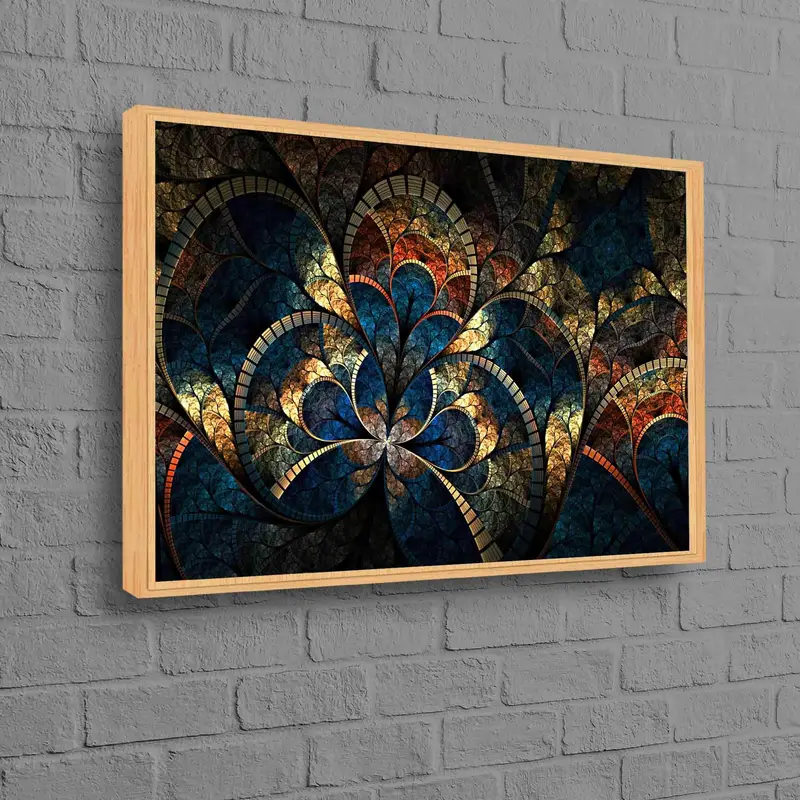 トレンディなゴールド フラクタル キャンバス: サイケデリック モザイク アート プリント