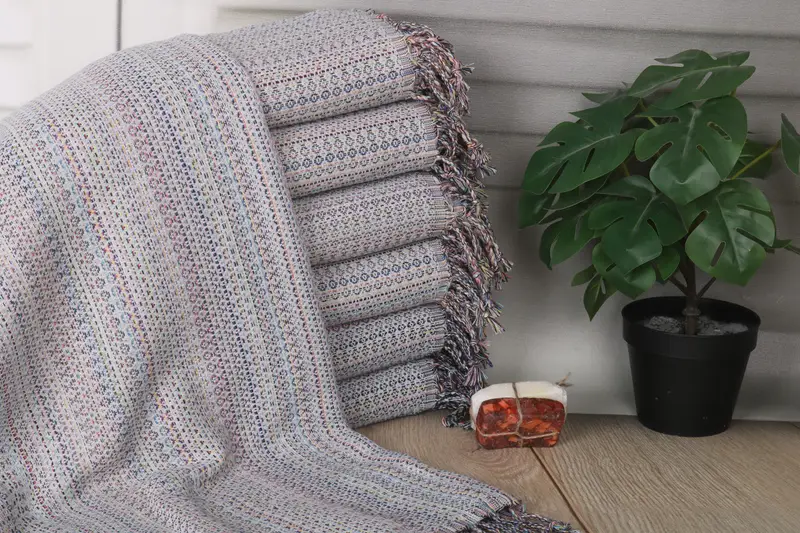 Personalized Turkish Cotton Beach Towel Monogram Diamond Weave, Beige, 40x71 Inches