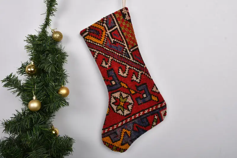 Festive Christmas Ornaments Pattern, 7 Inch Decorative Stocking