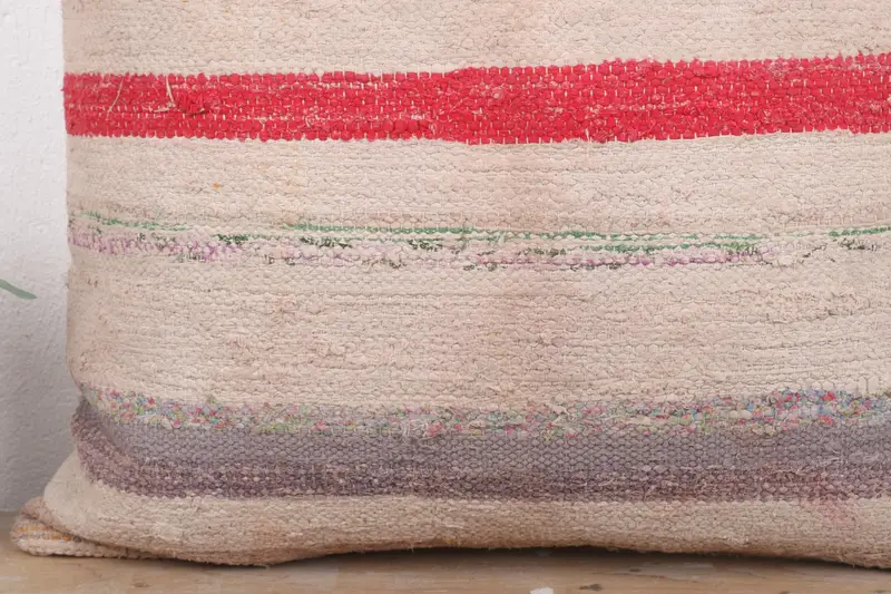 Boho Pillow, Kilim Cushion Sham, Ottoman Cushion, Outdoor Throw Pillow, Cushion, Neutral Throw Pillow Case, Throw Kilim Pillow, 24x24 White Cushion - 3