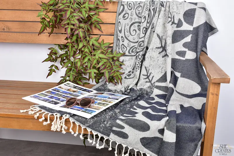 Beach Towel Gift, Turkish hand towel, 70x40 Cotton Turtle Design Towel, Bridesmaid Towel, Best Friend Gift Ideas, Holiday Towel, Housewarming Gift - 3
