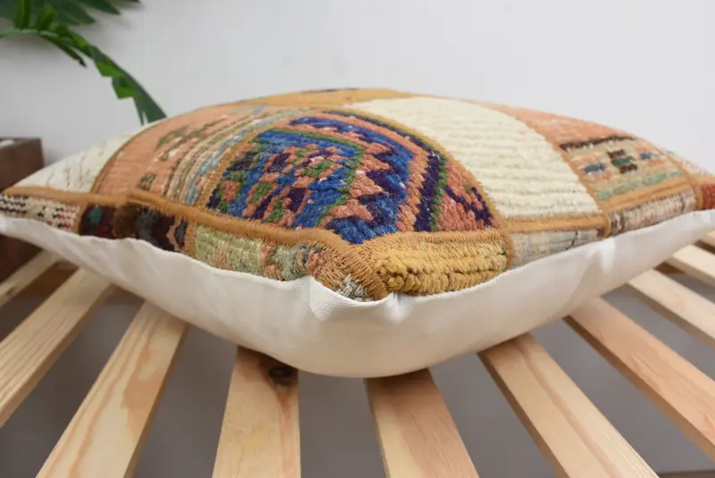 Vintage Kilim Throw Pillow, Seat Pillow Sham, 18x18 Orange Pillow Sham, Vintage Pillow, Pillow for Sofa, Ethnic Pillow Cover Cushion, Cushion - 6