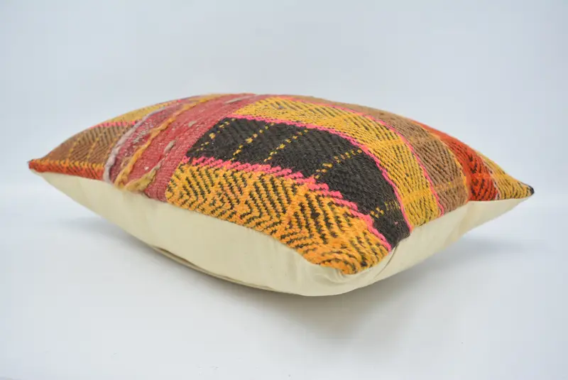 Throw Kilim Pillow, Cushion, Vintage Kilim Throw Pillow, Pillow for Couch, Outdoor Bolster Pillow, 16x24 Yellow Pillow Sham - 6