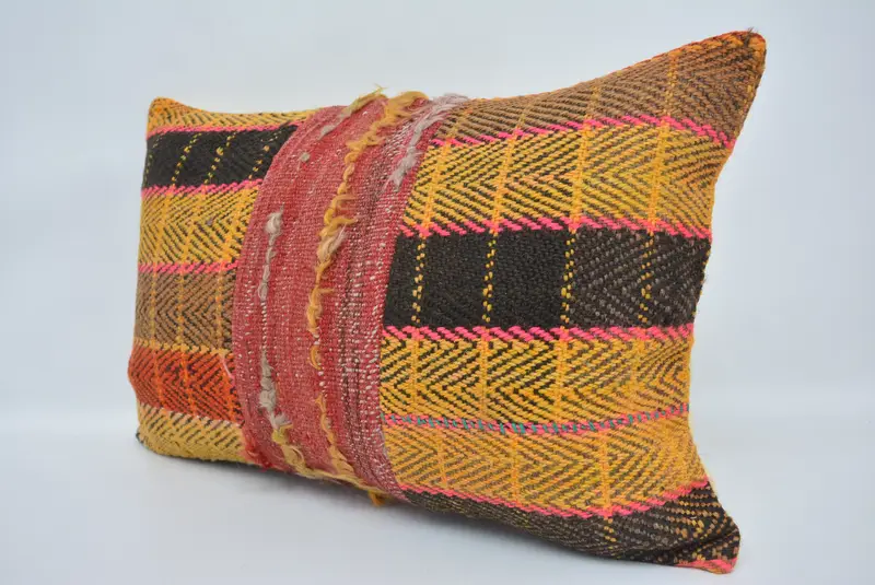Throw Kilim Pillow, Cushion, Vintage Kilim Throw Pillow, Pillow for Couch, Outdoor Bolster Pillow, 16x24 Yellow Pillow Sham - 4