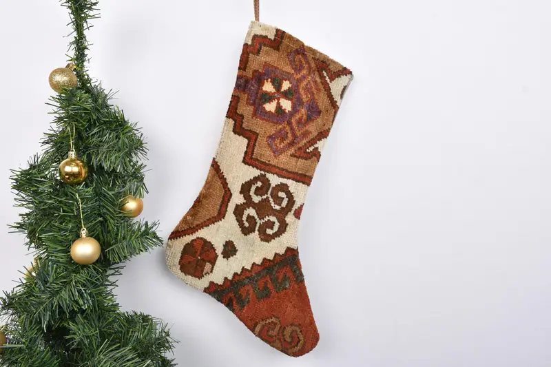 Patrón de adornos navideños, calcetín navideño de 7 pulgadas de ancho