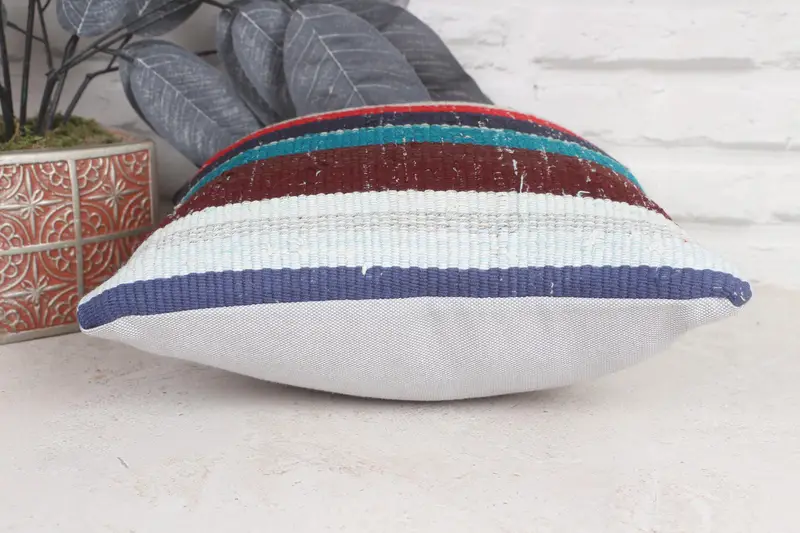 Pillow for Sofa, Pillow for Couch, Cushion Cover, 12x12 Blue Pillow, Authentic Cushion, Wool Kilim Pillow Cushion, Throw Kilim Pillow - 5