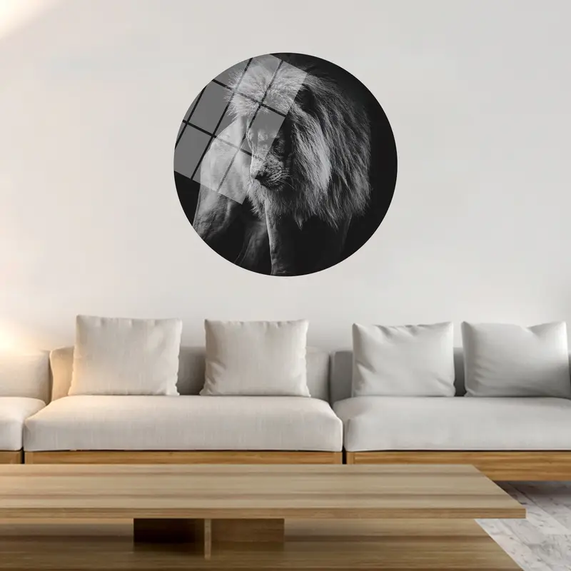 Elegante afrikanische Löwenporträt-Leinwand – Schwarz-Weiß-Loft-Kunst