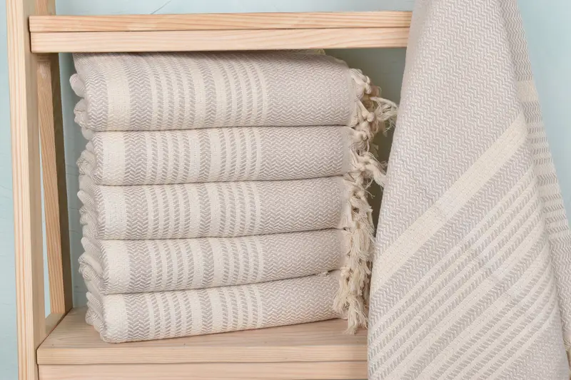 Custom Wedding Towel Beige Organic Cotton/Linen, 40x71 Inches