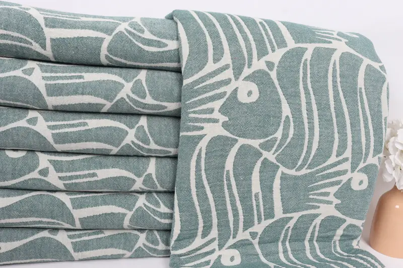 70x60 Cotton Fish Design Towel, Bedspread Quenn, Turkish Throw Blanket, Turkish Bedspread, Decorative Blanket, Bridal Shower Gift, Throw Blanket - 2