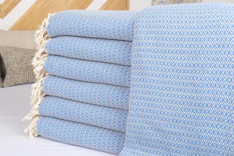 Turkish Tablecloth, 96x80 Cotton Diamond Towel, Throw Blanket, Bridesmaid Gifts, Bachelorette Party Favors, Aesthetic Blanket, House Warming Gift - 2