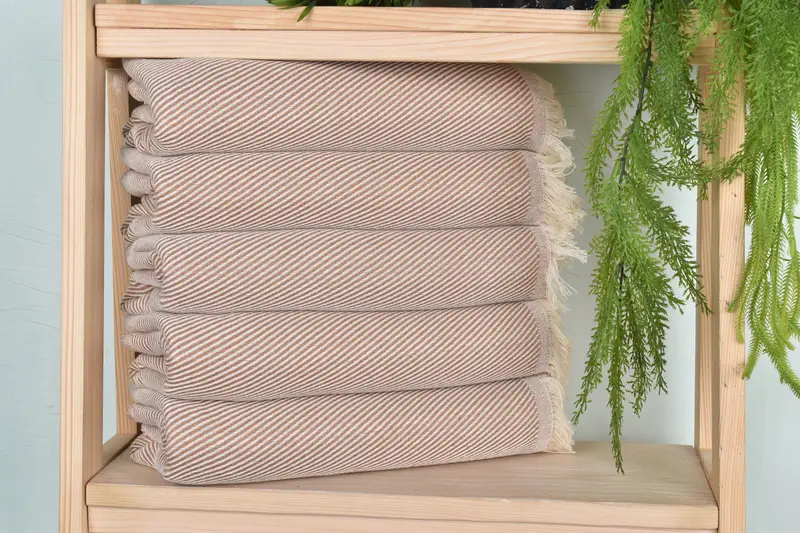 Personalized Brown Striped Organic Cotton Beach Towel, 36x71 Inches