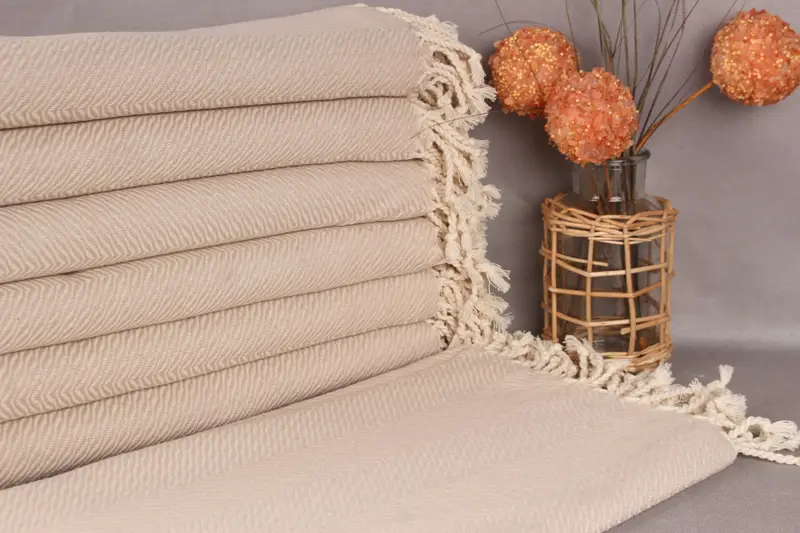 Custom Light Beige Cotton Towel, Personalized Bath Towel, 40x71 Inches