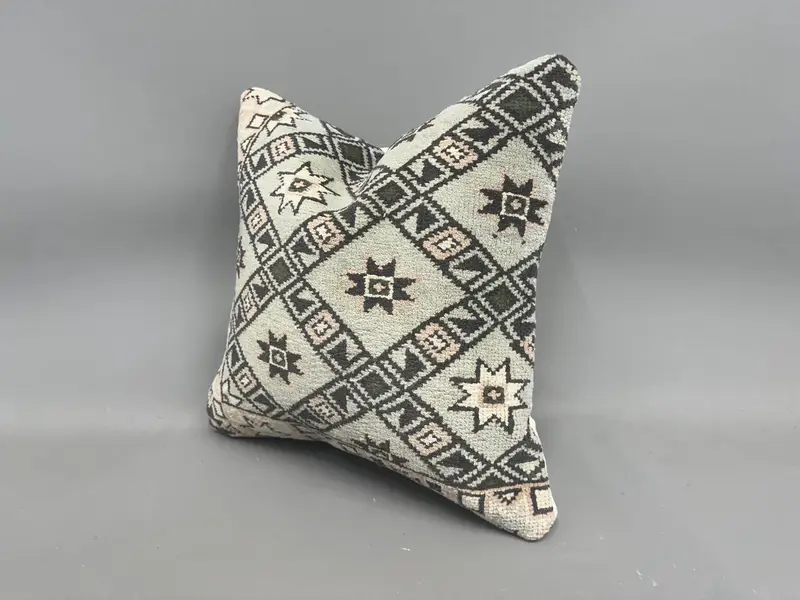18x18 White Pillow, Indoor Pillow, Turkish Kilim Pillow, Boho Throw Pillow Case, Kilim Cushion Sham, Vintage Pillow, Pillow, Pastel Cushion Case - 3