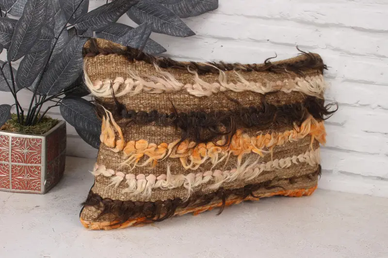 Custom Pillow Sham, One Of A Kind Pillow Sham, Cushion, Boho Pillow Sham Cover, 12x20 Brown Pillow, Turkish Kilim Pillow, Antique Pillows - 3