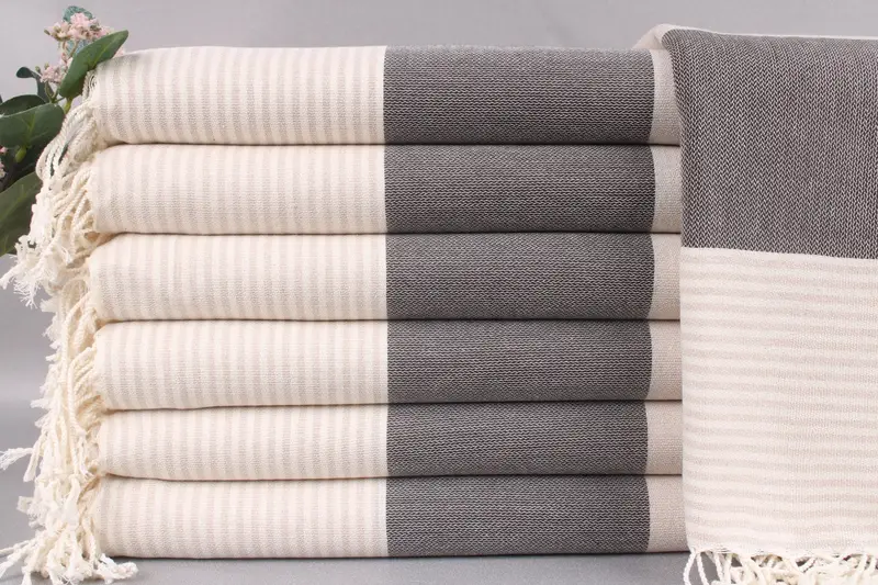 Custom Turkish Beach Towel, Dark Brown-Light Brown Striped, 40x69 Inches