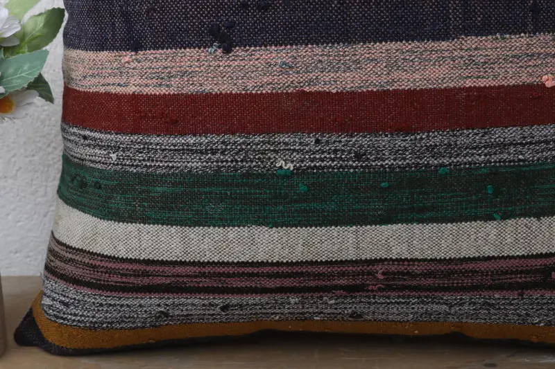 Kilim Pillow Cover, Kilim Cushion Sham, Turkish Kilim Pillow, 16x16 Blue Pillow Sham, Cushion Cover, Lounge Throw Cushion Cover - 3