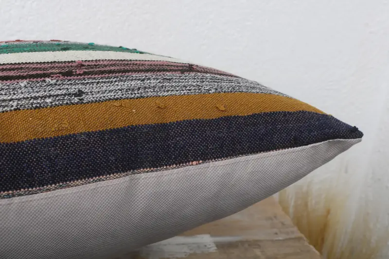 Kilim Pillow Cover, Kilim Cushion Sham, Turkish Kilim Pillow, 16x16 Blue Pillow Sham, Cushion Cover, Lounge Throw Cushion Cover - 6