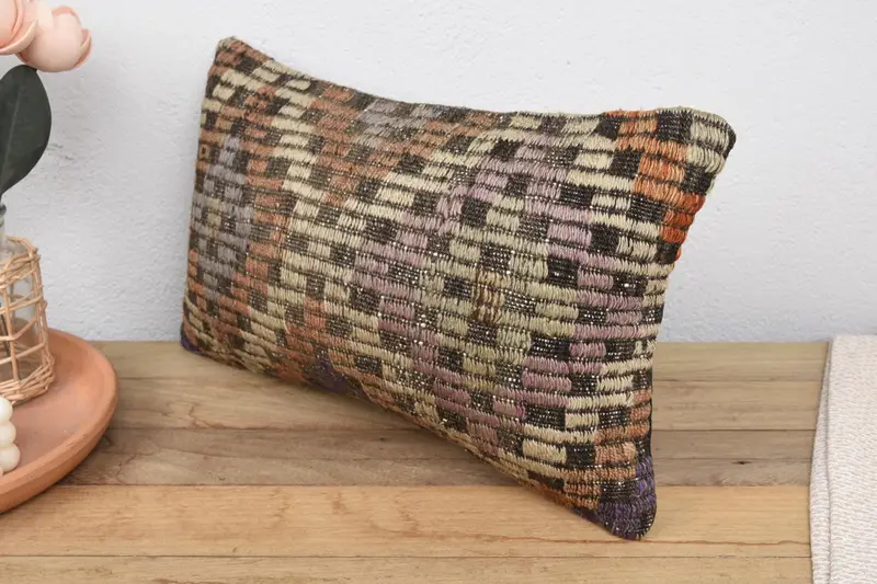 Aesthetic Pillow, 12x20 Brown Pillow, Home Decor Pillow, Hippie Throw Pillow Sham, Cushion Case, Kilim Cushion Sham, Kilim Pillow Cover - 4