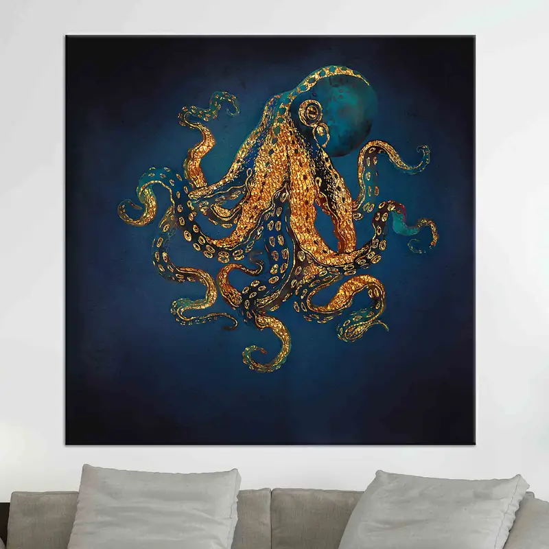 Octopus Wall Art, Canvas Wall Art, Modern Wall Decor, Contemporary Wall Art, Luxury Home Decor, Trendy Wall Art, Gold Wall Art, Large Canvas - 4