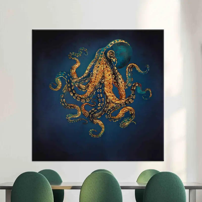 Octopus Wall Art, Canvas Wall Art, Modern Wall Decor, Contemporary Wall Art, Luxury Home Decor, Trendy Wall Art, Gold Wall Art, Large Canvas - 3