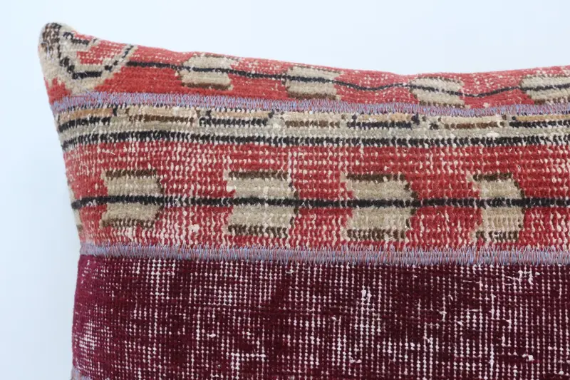 28x28 Red Pillow, Vintage Pillow, Turkish Kilim Pillow, Decorative Pillow Sham, Colorful Pillow Case, Throw Kilim Pillow, Pillow Cover - 2