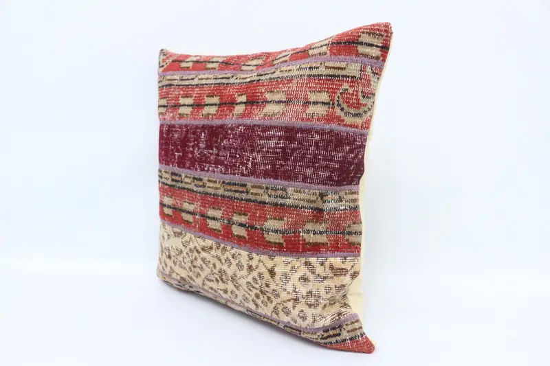 28x28 Red Pillow, Vintage Pillow, Turkish Kilim Pillow, Decorative Pillow Sham, Colorful Pillow Case, Throw Kilim Pillow, Pillow Cover - 4