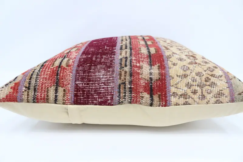 28x28 Red Pillow, Vintage Pillow, Turkish Kilim Pillow, Decorative Pillow Sham, Colorful Pillow Case, Throw Kilim Pillow, Pillow Cover - 5